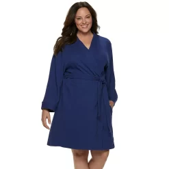 Plus Size Croft & Barrow® Waffle-Knit Kimono Robe