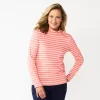 Women's Croft & Barrow® Essential Long-Sleeve Mockneck Top -Croft & Barrow 3880563 Coral Stripe