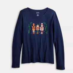 Women's Croft & Barrow® Holiday Long Sleeve Graphic Tee -Croft & Barrow 3913731 ALT5