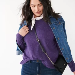 Plus Size Croft & Barrow® Essential Crewneck Long Sleeve Tee -Croft & Barrow 4470907 ALT2