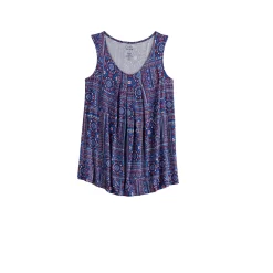 Women's Croft & Barrow® Print Pleated Tank -Croft & Barrow 4777679 ALT5