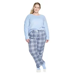Plus Size Croft & Barrow® Velour Long Sleeve Pajama Top & Pajama Pants Set -Croft & Barrow 5041065 ALT2