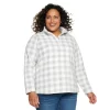 Plus Size Croft & Barrow® Snap-Neck Microfleece Top -Croft & Barrow 5127255 Gray Plaid