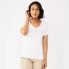 Petite Croft & Barrow® Essential V-Neck Tee -Croft & Barrow 5211690 White