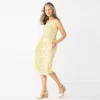 Petite Croft & Barrow® Smocked Swing Midi Dress -Croft & Barrow 5235414 Yellow Floral