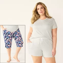Plus Size Croft & Barrow® 3-Piece Pajama Top, Pajama Shorts & Pajama Skimmers Sleep Set