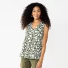 Petite Croft & Barrow® Pleated Tank -Croft & Barrow 5359245 Green Tonal Floral