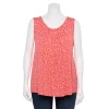 Plus Size Women's Croft & Barrow® Pleated Tank -Croft & Barrow 5359290 Coral Leaves