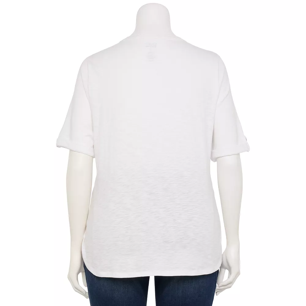 Plus Croft & Barrow Roll-Tab Utility Henley Top 4 Plus Croft & Barrow Roll-Tab Utility Henley Top - Image 2