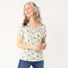 Women's Croft & Barrow® Henley Top -Croft & Barrow 5511255 Grey Toucan Print