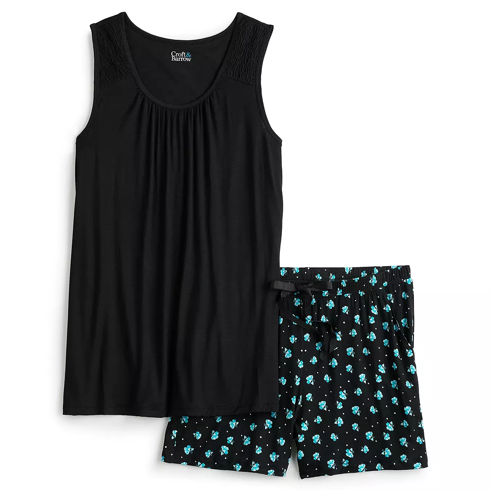 Women's Croft & Barrow® Pajama Tank & Pajama Shorts Sleep Set 5 Women's Croft & Barrow® Pajama Tank & Pajama Shorts Sleep Set - Image 3