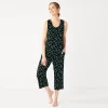 Petite Croft & Barrow® Pajama Tank & Pajama Capri Pants Sleep Set -Croft & Barrow 5514278 Black Buds