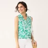 Women's Croft & Barrow® Sleeveless Linen Blend Shirt -Croft & Barrow 5523103 Teal Palm