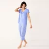 Women's Croft & Barrow® Short Sleeve Pajama Top & Capri Pajama Pants Sleep Set -Croft & Barrow 5555605 Dash Purple Geo