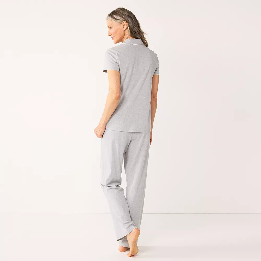 Women's Croft & Barrow® Short Sleeve Pajama Shirt & Pajama Pants Sleep Set 4 Women's Croft & Barrow® Short Sleeve Pajama Shirt & Pajama Pants Sleep Set - Image 2