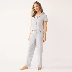 Women's Croft & Barrow® Short Sleeve Pajama Shirt & Pajama Pants Sleep Set 7 Women's Croft & Barrow® Short Sleeve Pajama Shirt & Pajama Pants Sleep Set -Croft & Barrow 5567538 ALT2