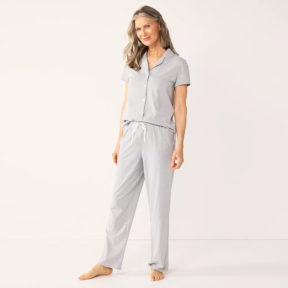 Women's Croft & Barrow® Short Sleeve Pajama Shirt & Pajama Pants Sleep Set 5 Women's Croft & Barrow® Short Sleeve Pajama Shirt & Pajama Pants Sleep Set - Image 3