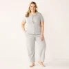 Plus Size Croft & Barrow® Short Sleeve Pajama Shirt & Pajama Pants Sleep Set -Croft & Barrow 5567540 Gray Heather