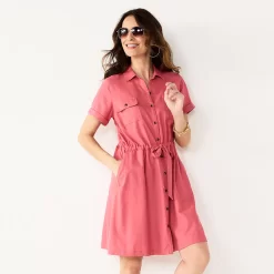 Petite Croft & Barrow® Belted Utility Dress