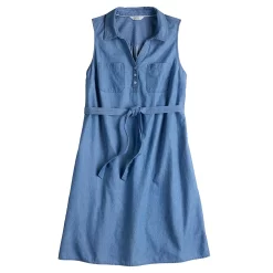 Women's Croft & Barrow® Sleeveless Chambray Shirtdress -Croft & Barrow 5585765 ALT5