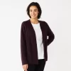 Petite Croft & Barrow® Extra Cozy Cable Cardigan -Croft & Barrow 5586816 Plum