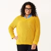Plus Size Croft & Barrow® Placed Cable Pullover Sweater 1 Plus Size Croft & Barrow® Placed Cable Pullover Sweater -Croft & Barrow 5588807 Gold