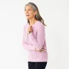 Petite Croft & Barrow® Crewneck Cable Sweater -Croft & Barrow 5588816 Lavender
