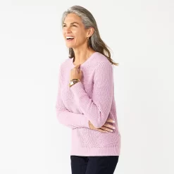 Petite Croft & Barrow® Crewneck Cable Sweater