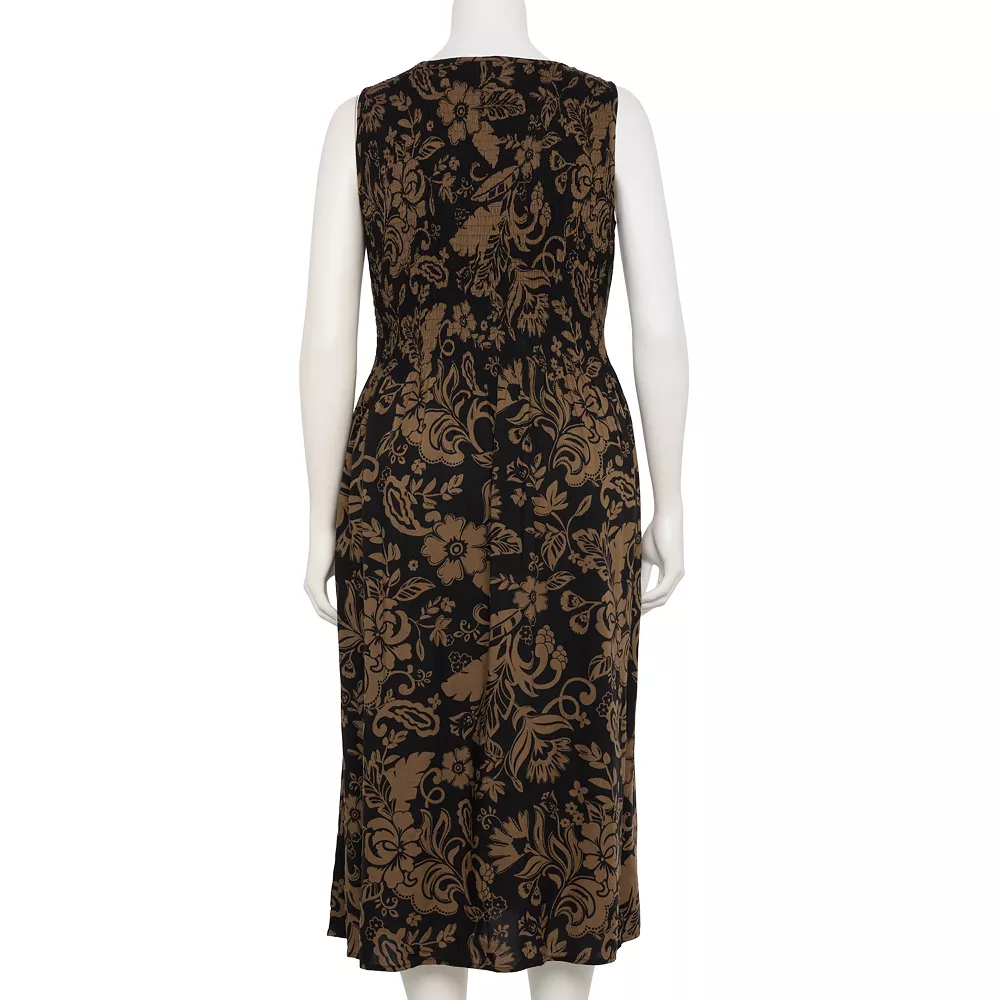 Plus Size Croft & Barrow® Smocked Swing Midi Dress 4 Plus Size Croft & Barrow® Smocked Swing Midi Dress - Image 2