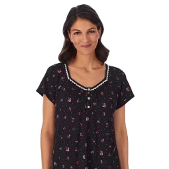 Women's Croft & Barrow® Cozy Short Sleeve Smocked Nightgown -Croft & Barrow 5637631 ALT2