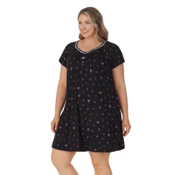 Plus Size Croft & Barrow® Cozy Short Sleeve Smocked Nightgown -Croft & Barrow 5637632 ALT2