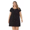 Plus Size Croft & Barrow® Cozy Short Sleeve Smocked Nightgown -Croft & Barrow 5637632 Black Dotted Ditsy Flo