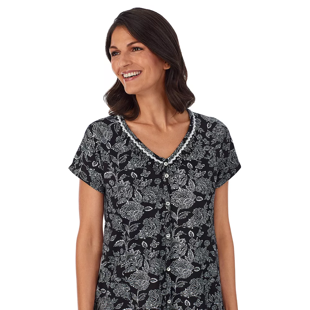 Women's Croft & Barrow® Cozy Short Sleeve Button-Front Pajama Top & Pajama Pants Sleep Set 5 Women's Croft & Barrow® Cozy Short Sleeve Button-Front Pajama Top & Pajama Pants Sleep Set - Image 3