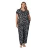 Plus Size Croft & Barrow® Cozy Short Sleeve Button-Front Pajama Top & Pajama Pants Sleep Set -Croft & Barrow 5637641 Black Toile