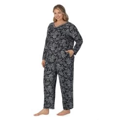 Plus Size Croft & Barrow® Cozy Long Sleeve Pajama Top & Pajama Pants Sleep Set -Croft & Barrow 5637645 ALT2