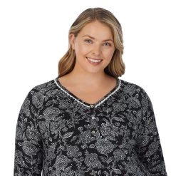 Plus Size Croft & Barrow® Cozy Long Sleeve Pajama Top & Pajama Pants Sleep Set -Croft & Barrow 5637645 ALT3