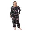Plus Size Croft & Barrow® Cozy Long Sleeve Pajama Top & Pajama Pants Sleep Set -Croft & Barrow 5637645 Black Large Floral