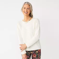 Women's Croft & Barrow® Puff-Sleeve Bobble Sweater