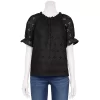 Petite Croft & Barrow® Eyelet Short Sleeve Top -Croft & Barrow 5656618 Black