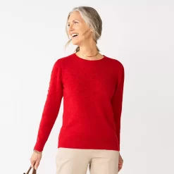 Petite Croft & Barrow® Puff Sleeve Bobble Sweater