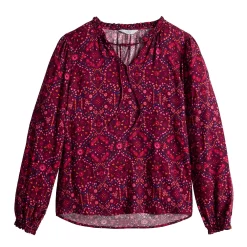 Women's Croft & Barrow® Tiered Textured Blouse -Croft & Barrow 5659396 ALT5