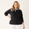 Plus Size Croft & Barrow® Boatneck Tee -Croft & Barrow 5663153 Mineral Black