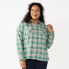 Plus Size Croft & Barrow® The Extra Soft Plaid Flannel Shirt -Croft & Barrow 5666375 Green Plaid