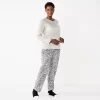 Petite Croft & Barrow® Long Sleeve Pajama Top & Pajama Pants Sleep Set -Croft & Barrow 5666563 Gray Animal Print
