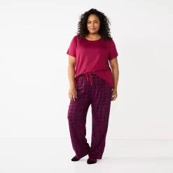 Plus Size Croft & Barrow® Short Sleeve Pajama Top & Pajama Pants Sleep Set -Croft & Barrow 5666789 ALT2