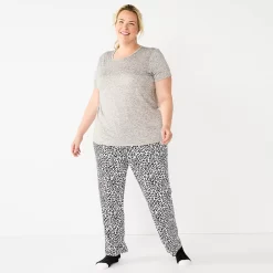 Plus Size Croft & Barrow® Short Sleeve Pajama Top & Pajama Pants Sleep Set