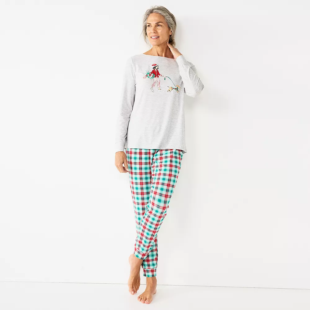 Petite Croft & Barrow® Long Sleeve Pajama Top & Pajama Pants Sleep Set 2 Petite Croft & Barrow® Long Sleeve Pajama Top & Pajama Pants Sleep Set