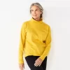 Petite Croft & Barrow® Long Sleeve Mockneck Sweatshirt -Croft & Barrow 5696656 Golden Spice