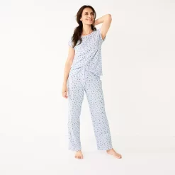 Women's Croft & Barrow® Short Sleeve Pajama Top & Pajama Pants Cotton Sleep Set 8 Women's Croft & Barrow® Short Sleeve Pajama Top & Pajama Pants Cotton Sleep Set -Croft & Barrow 5708272 ALT2