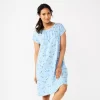 Petite Croft & Barrow® Short Sleeve Cotton Nightgown -Croft & Barrow 5708276 Blue Flowers